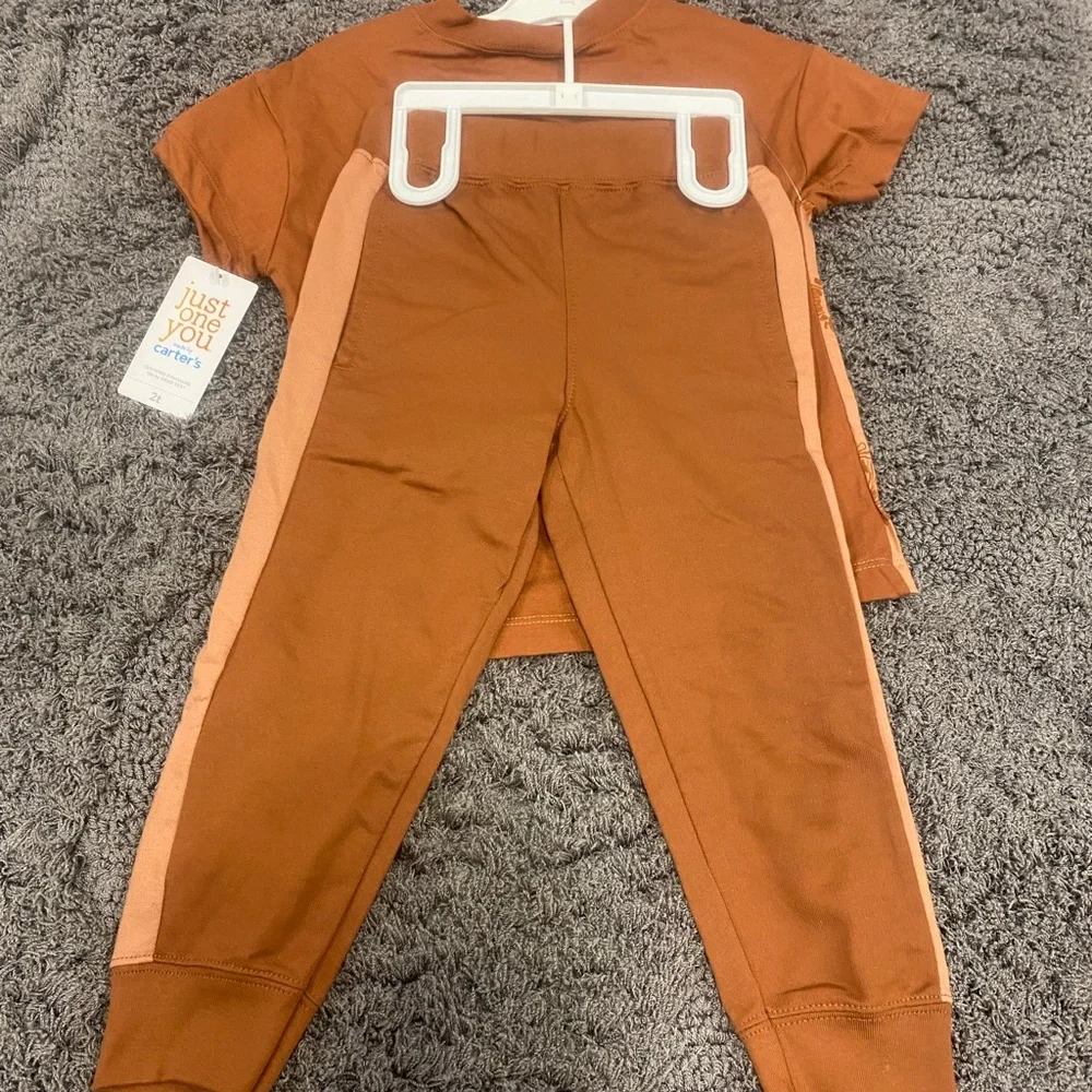 Carter's Two-Tone Rust and Peach Lion Outfit Set